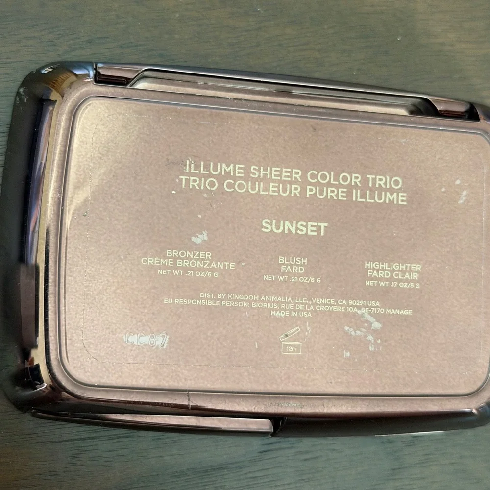 Hourglass Illume Sheer Color Trio Sunset Blush Bronzer Highlighter Cream Palette